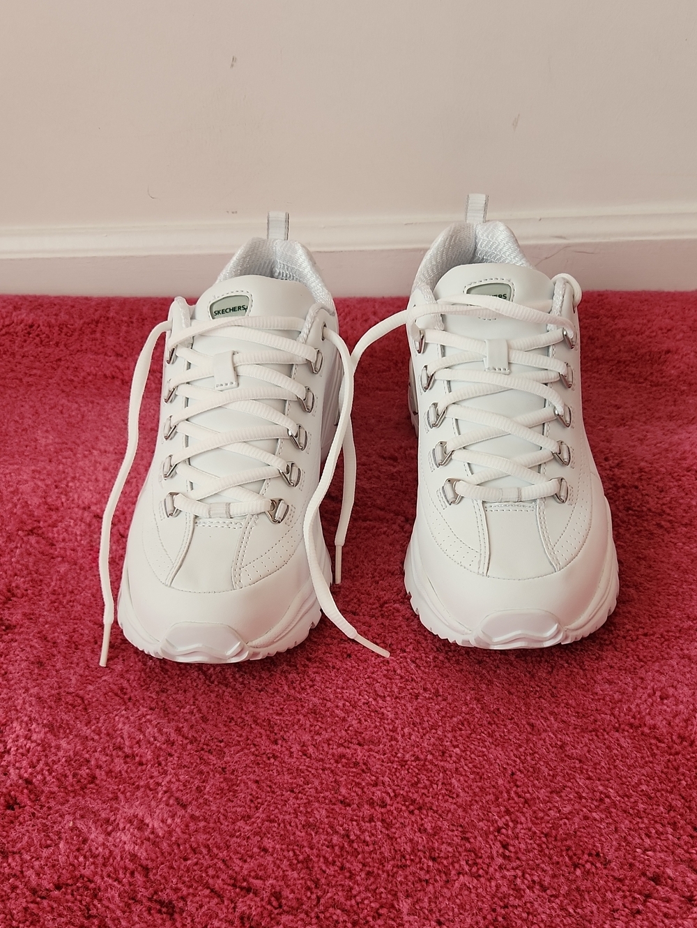 Skechers White Platform Lace-Up Sneakers